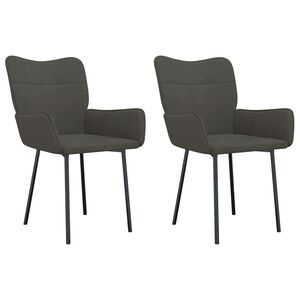 vidaXL Chaises &agrave; manger lot de 2 Gris fonc&eacute; Velours