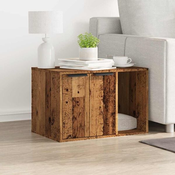 vidaXL Meuble de bac &agrave; liti&egrave;re pour chat vieux bois bois d'ing&eacute;nierie