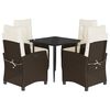 vidaXL Ensemble &agrave; manger de jardin 5 pcs et coussins marron poly rotin