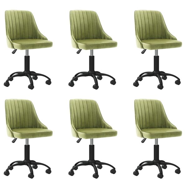 vidaXL Chaises pivotantes &agrave; manger lot de 6 vert clair velours