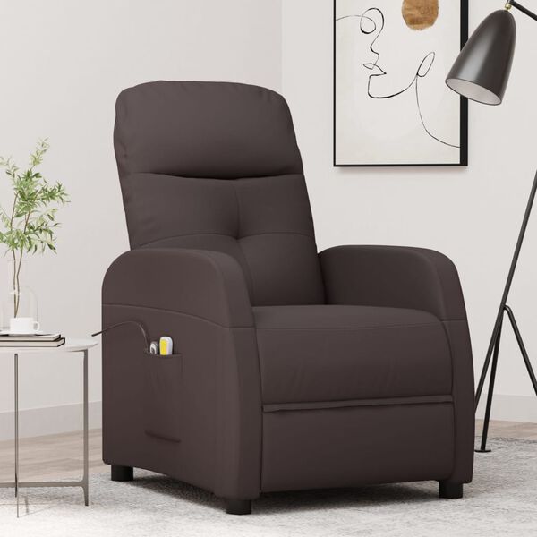 vidaXL Fauteuil de massage Marron foncé Tissu