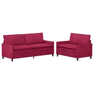 vidaXL Ensemble de Canap&eacute;s 2 pc Bordeaux Velours