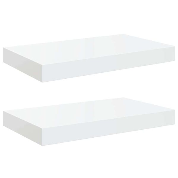 vidaXL &Eacute;tag&egrave;re murale flottante 2 pcs Blanc brillant 40x23x3,8 cm MDF