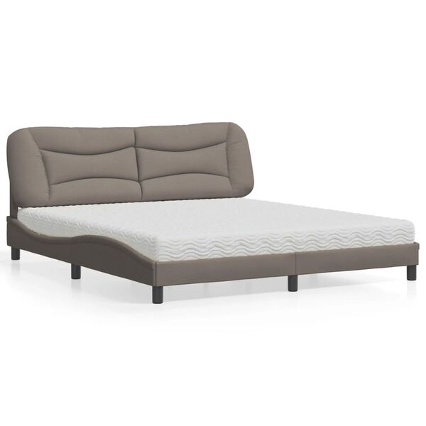 vidaXL Lit avec matelas Hvar taupe 180x200 cm tissu