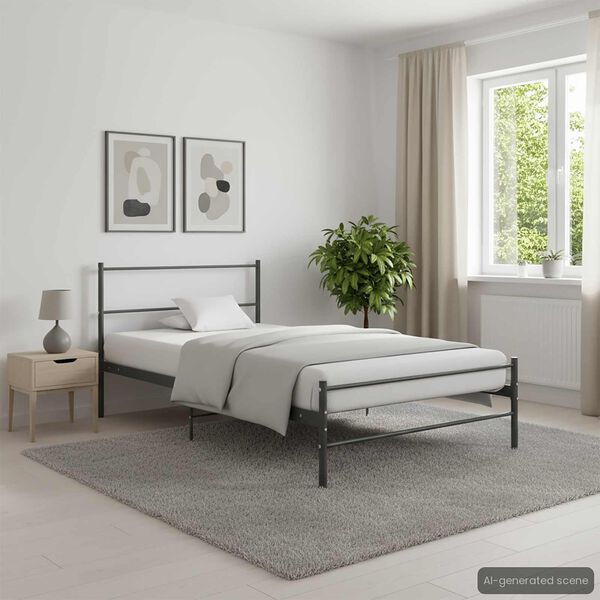 vidaXL Cadre de lit sans matelas gris m&eacute;tal 90x200 cm