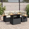 vidaXL Salon de jardin 5 pcs avec coussins noir r&eacute;sine tress&eacute;e acacia