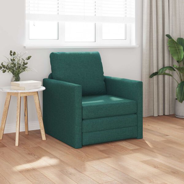 vidaXL Canap&eacute;-Lit 60cm Vert fonc&eacute; tissu