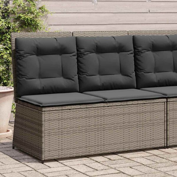 vidaXL Banc inclinable de jardin avec coussins gris résine tressée