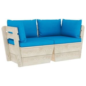 vidaXL Canap&eacute; palette &agrave; 2 places de jardin avec coussins Bois d'&eacute;pic&eacute;a