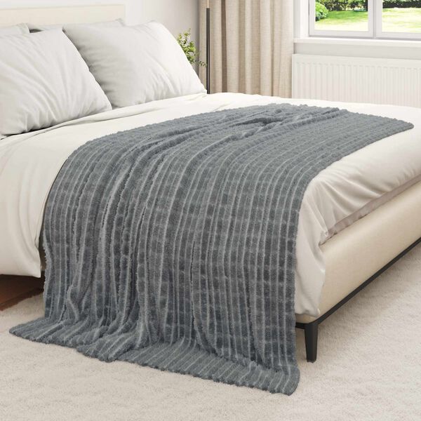 vidaXL Jet&eacute; Gris fonc&eacute; 200 x 150 cm Toison