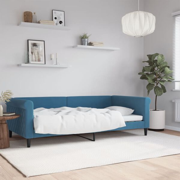 vidaXL Lit de repos sans matelas bleu 100x200 cm velours