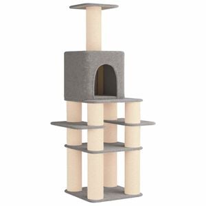 vidaXL Arbre &agrave; chat avec poteaux &agrave; griffer en sisal Gris clair 180 cm