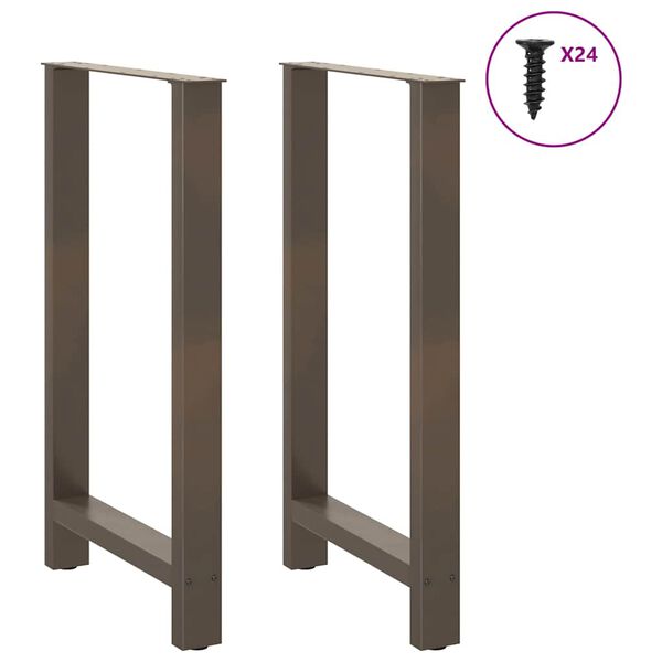 vidaXL Pieds de table de bar en acier naturel, 2 pi&egrave;ces, 60 x (100-101) cm