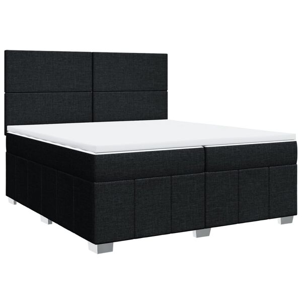 vidaXL Sommier &agrave; lattes de lit avec matelas Noir 200x200 cm Tissu
