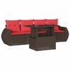 vidaXL Ensemble de canap&eacute; de jardin 5 pcs avec coussins marron r&eacute;sine tress&eacute;e