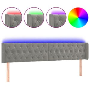 vidaXL T&ecirc;te de lit &agrave; LED Gris clair 203x16x78/88 cm Velours