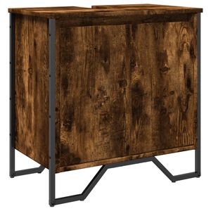vidaXL Armoire lavabo de salle de bain ch&ecirc;ne fum&eacute; 60x35x60 cm