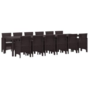 vidaXL Ensemble de salle à manger pour jardin 13 pcs Marron
