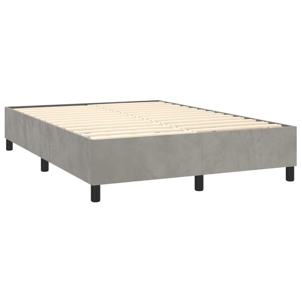 vidaXL Sommier &agrave; lattes de lit et matelas Gris clair 140x190cm Velours
