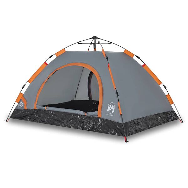 vidaXL Tente de camping 3 personnes gris et orange libération rapide