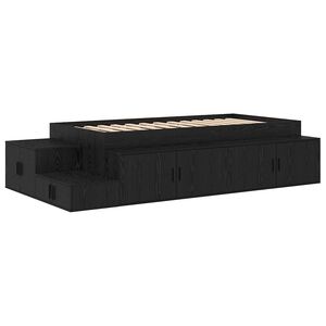 vidaXL Cadre de lit avec rangement Ch&ecirc;ne noir 80 cm Bois d'ing&eacute;nierie