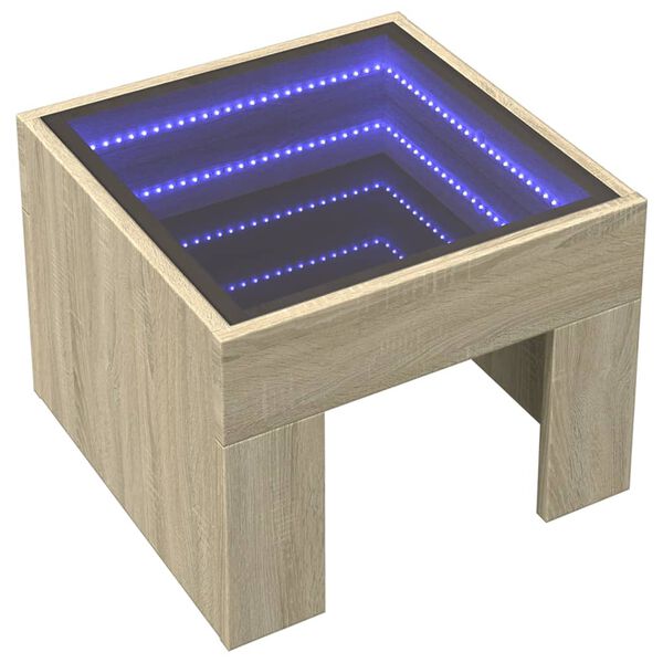 vidaXL Table basse avec LED infini chêne sonoma 40x40x30 cm