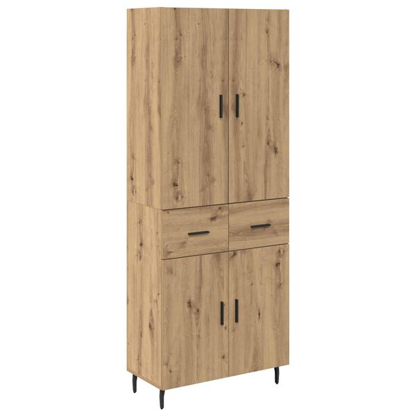 vidaXL Haut Armoire 2 pcs Ch&ecirc;ne artisanal Bois Agglom&eacute;r&eacute; et Verre