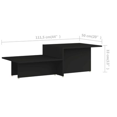 vidaXL Table basse Noir 111,5x50x33 cm Bois d'ingénierie
