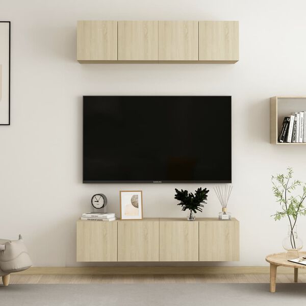 vidaXL Meubles TV 4 pcs Ch&ecirc;ne sonoma 60x30x30 cm Bois d'ing&eacute;nierie