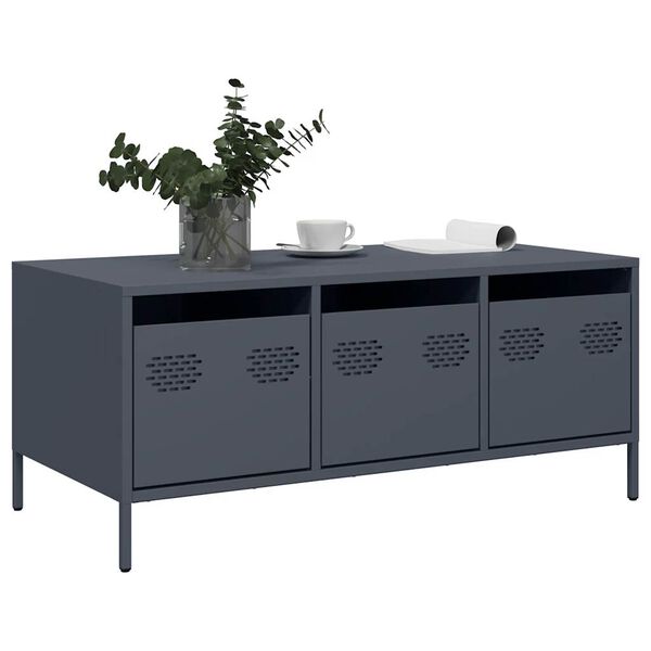 vidaXL Table basse anthracite 101,5x50x43,5 cm acier laminé à froid