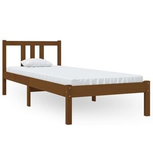 vidaXL Cadre de lit sans matelas marron miel bois massif 75x190 cm