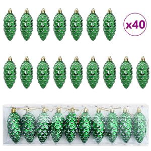 vidaXL Boule de Pomme de Pin de No&euml;l 40 pc Vert 4 x 9 cm Plastique