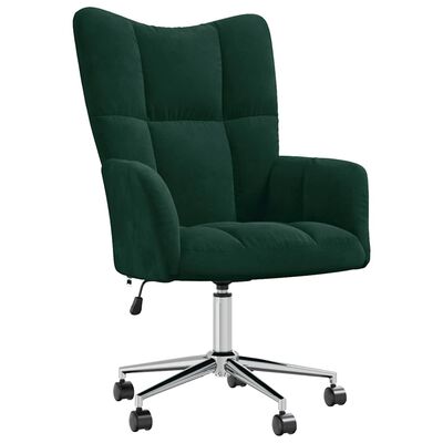 Chaise de relaxation avec tabouret vert foncé tissu