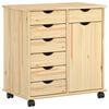 vidaXL Cabinet roulant Marron 63,5 x 39 x 65,5 cm Bois de Pin Massif