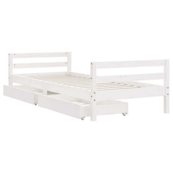 vidaXL Cadre de lit d'enfants tiroirs blanc 90x190 cm bois pin massif
