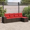 vidaXL Salon de jardin avec coussins 5 pcs marron r&eacute;sine tress&eacute;e