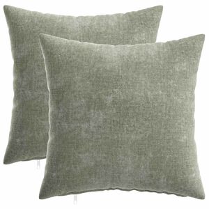 vidaXL Housse de coussin 2 pc HEERLEN Vert 35 x 35 cm Tissu Chenille