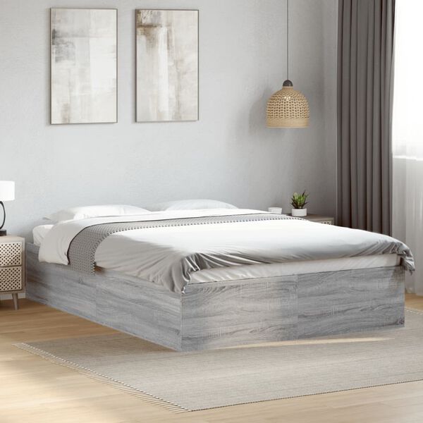 vidaXL Cadre de lit sans matelas sonoma gris 140x200 cm