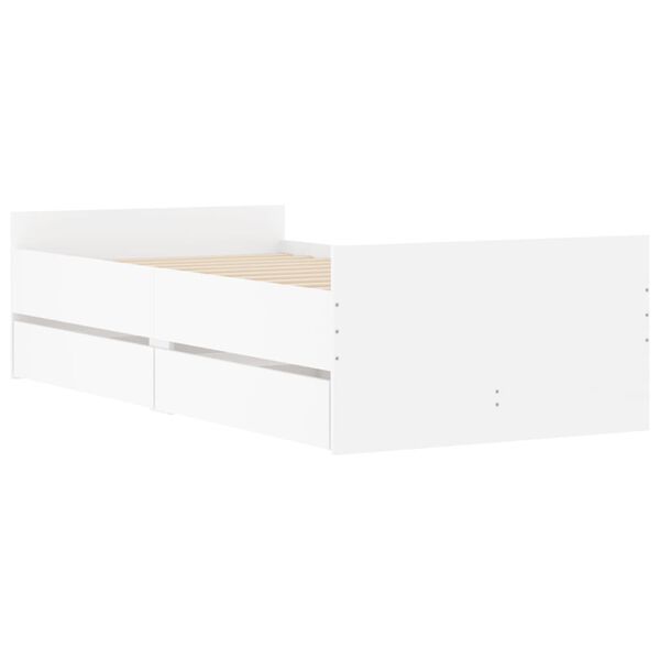 vidaXL Cadre de lit avec tiroirs sans matelas blanc 100x200 cm