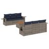 vidaXL Ensemble de canap&eacute; de jardin 7 pcs avec coussins gris r&eacute;sine tress&eacute;e