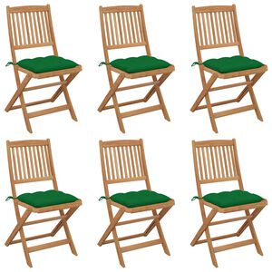 vidaXL Chaises pliantes 6 pi&egrave;ces avec coussins en bois d'acacia massif
