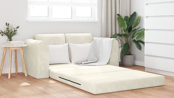 vidaXL Canap&eacute;-Lit 60cm Cr&egrave;me Velours