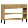 vidaXL Armoire console avec pieds en m&eacute;tal Marron Bois pin massif OSLO