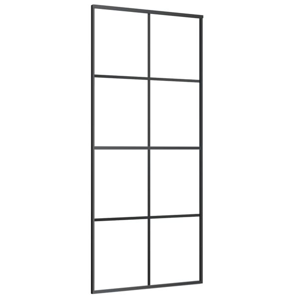 vidaXL Porte coulissante Aluminium et verre ESG 90x205 cm Noir