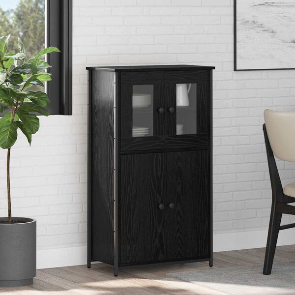 vidaXL Haut Armoire Ch&ecirc;ne noir 62 x 32 x 106,5 cm Bois d'ing&eacute;nierie