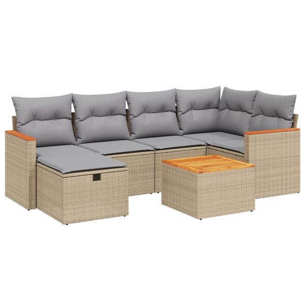vidaXL Salon de jardin avec coussins 6pcs m&eacute;lange beige r&eacute;sine tress&eacute;e