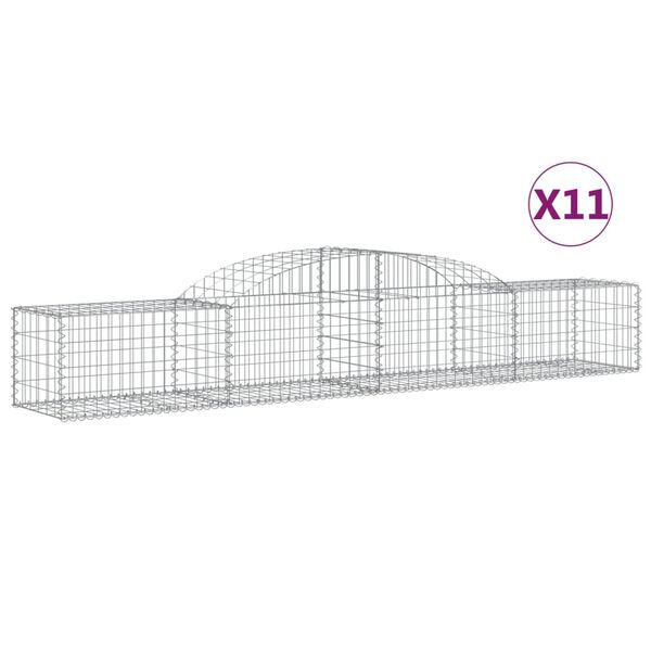 vidaXL Paniers à gabions arqués 11 pcs 300x50x40/60 cm fer galvanisé