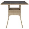 vidaXL Table de jardin dessus en verre beige 80x80x75cm résine tressée
