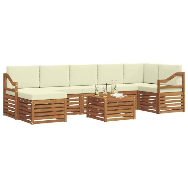 vidaXL Ensemble de canap&eacute; d'angle avec coussin 8 pcs Naturel et Cr&egrave;me