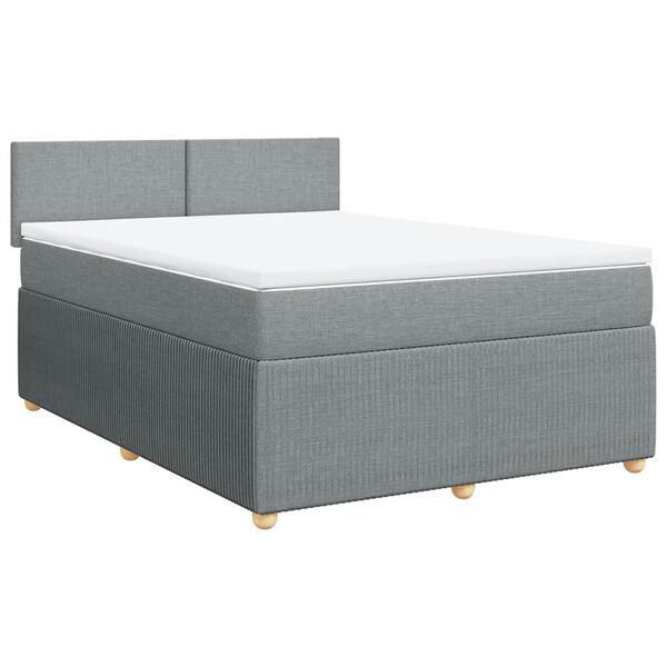 vidaXL Sommier &agrave; lattes de lit avec matelas Gris clair 160x200cm Tissu